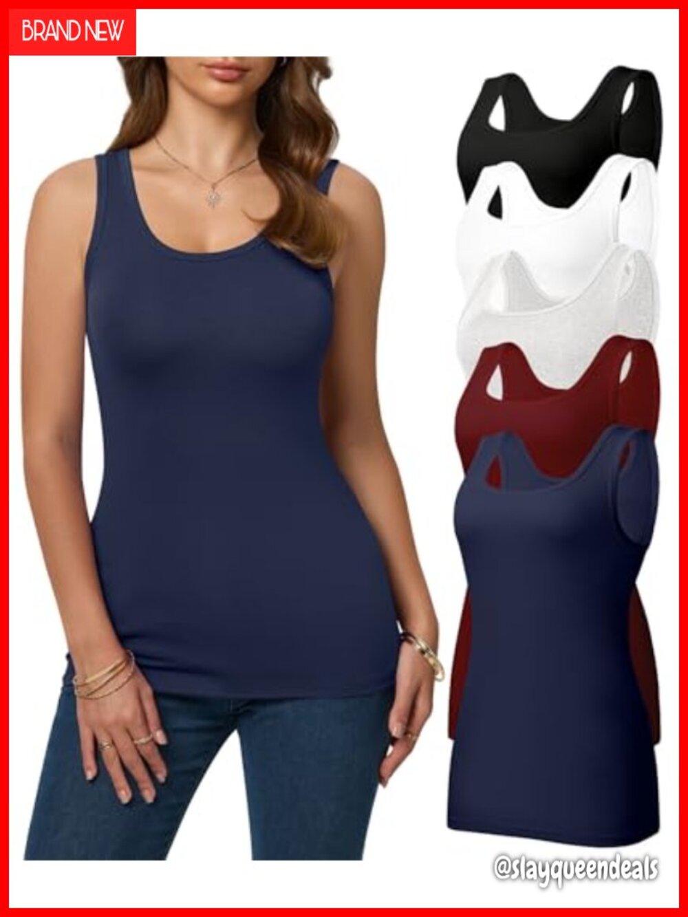 5 Pack Tank Tops Women Slim Fit Scoop Neck Basic Tanks